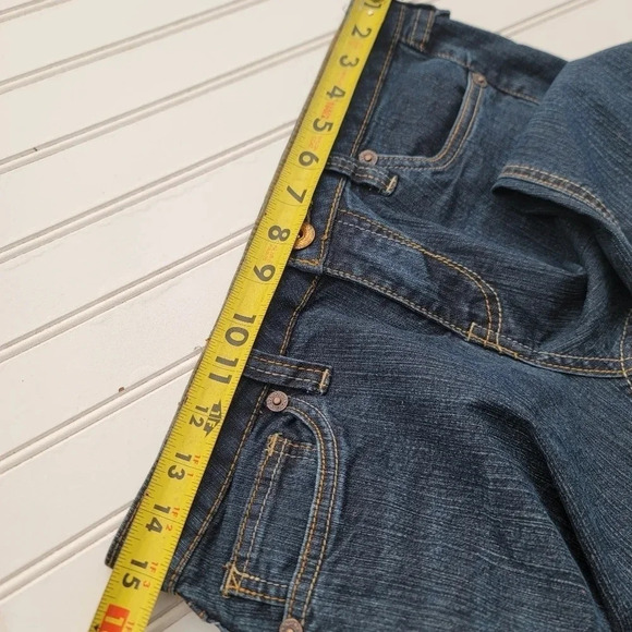 AUTHENTIC 579 JEANSWEAR BOOTCUT Dark Blue Embroidered Pocket Flare Juniors Sz 9 - Picture 2 of 10